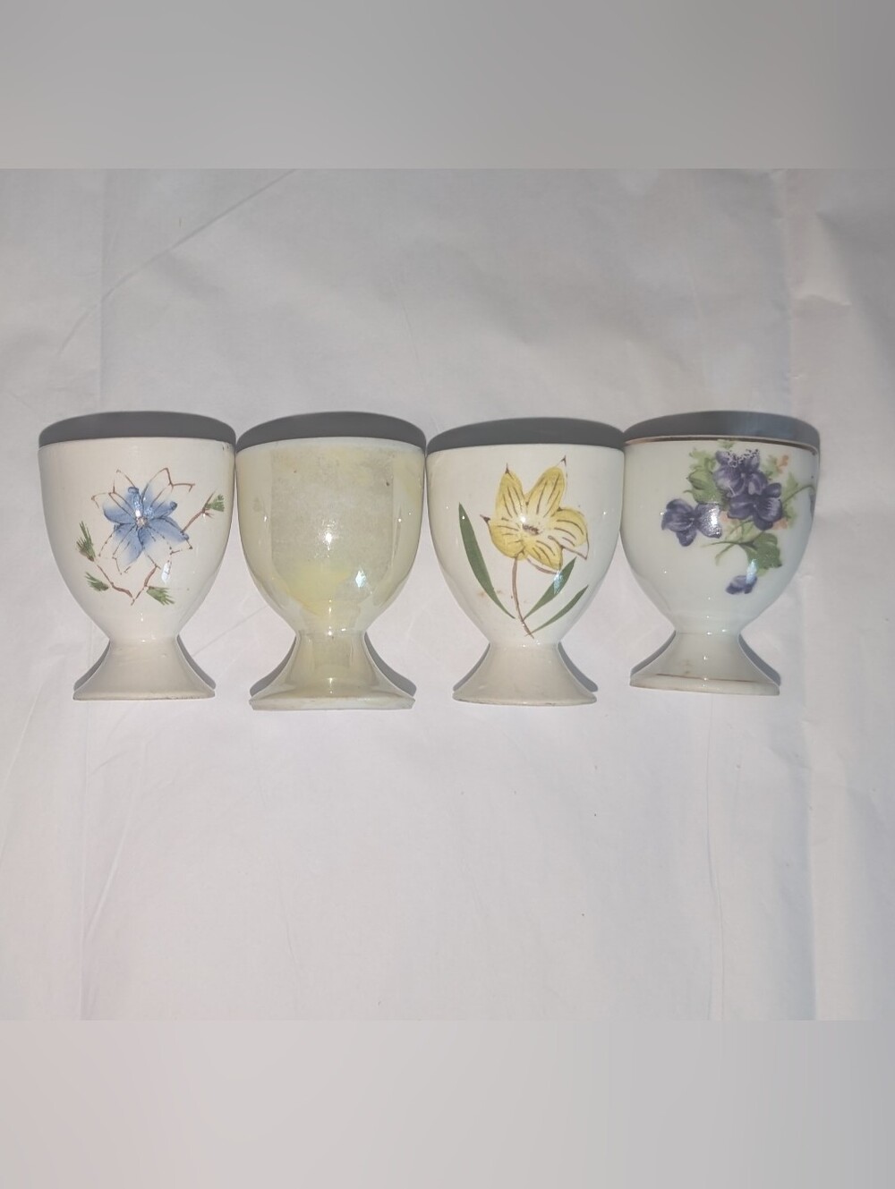 Charming Mismatched Set China Egg Cups, Set/4